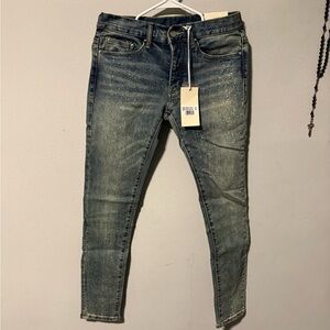 MNML Distressed Blue Skinny Jeans
